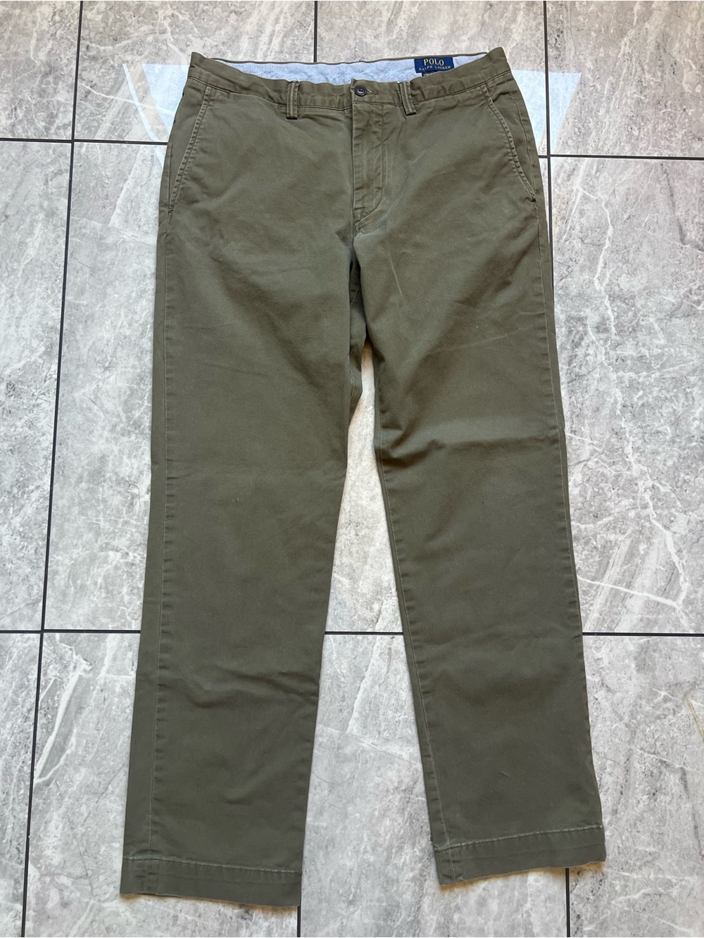 Polo Ralph Lauren Mens Chino Pants Green Cotton Twill Straight Embroidered 32x32